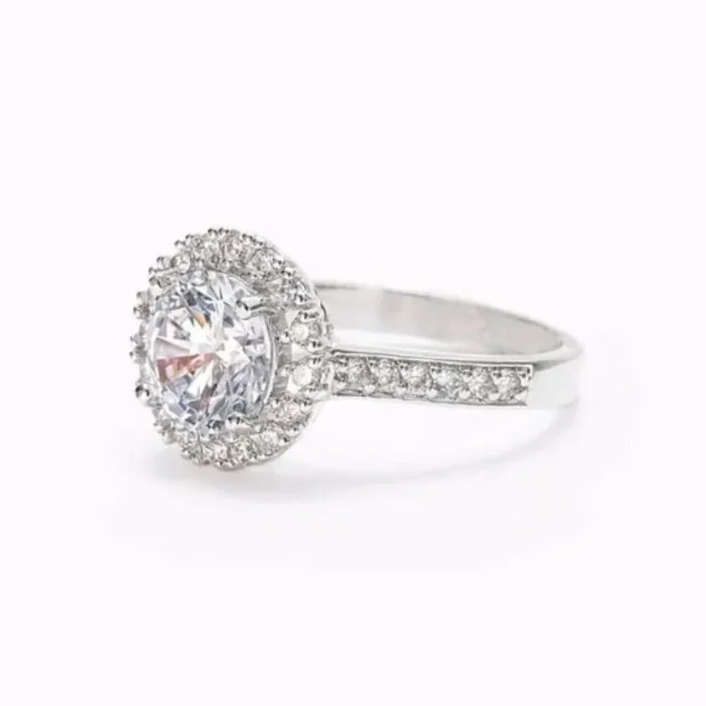 Stella & Dot Elina CZ Halo Engagement Wedding Ring - Size 8